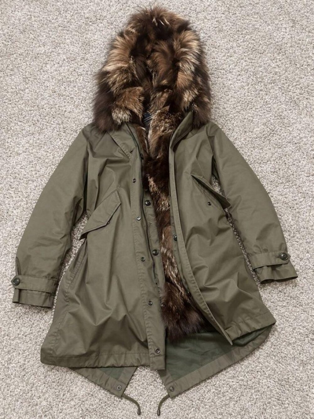 Woolrich Literary Silver Fox Parka Women S Olive Removable Lining Real Fur